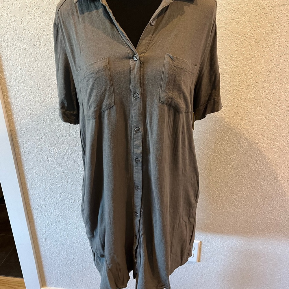 Lulus Lightweight Casual Button-Up Shirt Dress